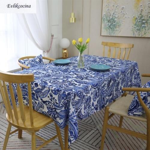 Free Shipping Blue Flowers Baroque tablecloth Home/Hotel Table Cover Mantel De Mesa Multifunction Printed Covered Cloth Nappe
