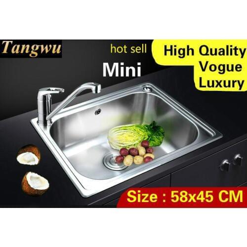 Free shipping Home high quality wash vegetables high capacity luxury kitchen single trough sink 304 stainless steel 580x450 MM