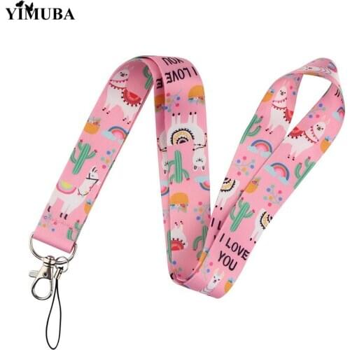 YIMUBA Lovely Cartoon Animal Alpaca Lanyards Keychain Girls Neck Straps Key Chain Mobile Phone ID Card Badge Holder Decoration