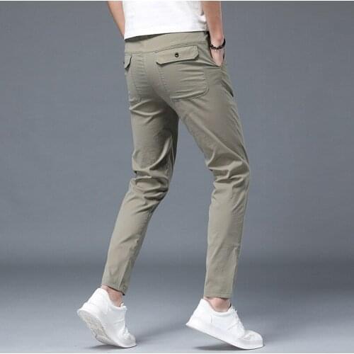 Summer Lightweight thin elastic waist casual pants mens Korean Slim Pencil Pants trendy fashion sports cropped trousers