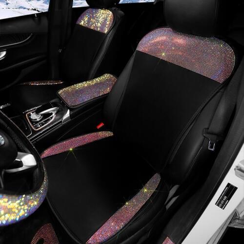 Summer Breathable Seat Cushion Luxury Crystal Diamond Car Seat Cover Universal Auto Interior Accessories Front Seats Covers