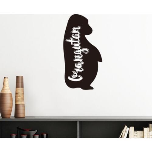 Orangutan Black And White Animal Silhouette Removable Wall Sticker Art Decals Mural DIY Wallpaper for Room Decal