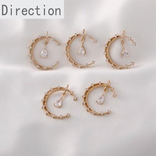 Moon water drop zircon pendant diy hand-eared necklace accessories material