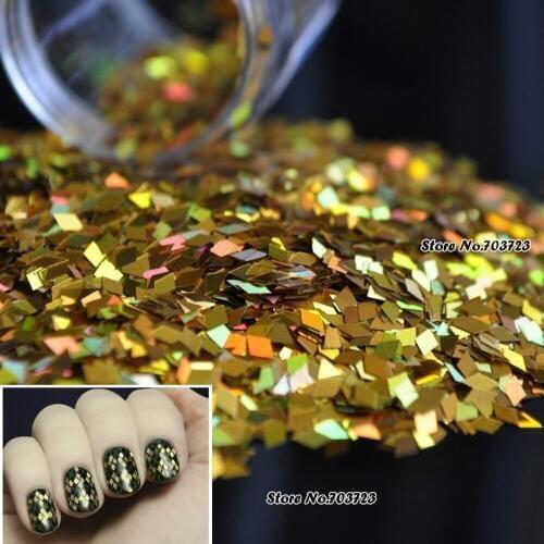 Nail Art Decoration Rhombus Paillette Glitter 3D Leiguang Slice Spangles Nail Tools Light Golden LB200