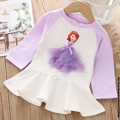 Disney Fashion Frozen Girls Dress Long Sleeve Children Sofia Princess Dress Toddler Casual Kids Vestido Clothes