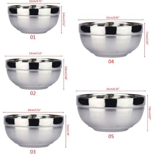 Eco-friendly Double Layer Anti-Rust Stainless Steel Classic Bowl Thermal Insulation Kitchen Flatware