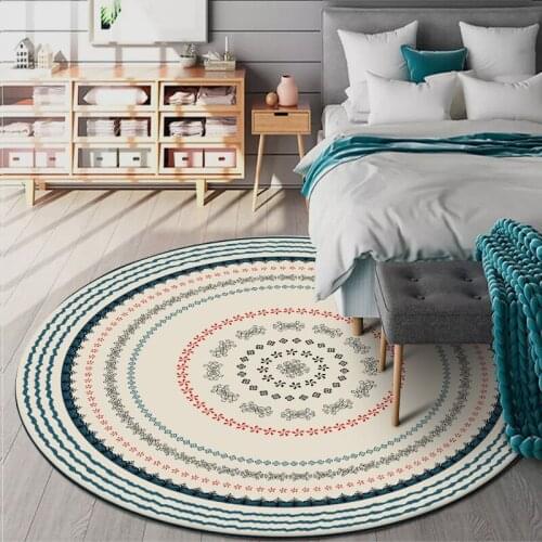 Elegant, Fresh And Simple National Style Beige Circle Round Living Room Bedroom Bench Non-slip Mat CarpetCustom Size