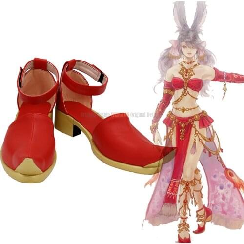 FF14 Level 80 Astrologian Red Shoes Cosplay Final Fantasy 14 Astrologian Level 80 Cosplay Boots Red Shoes Custom Made