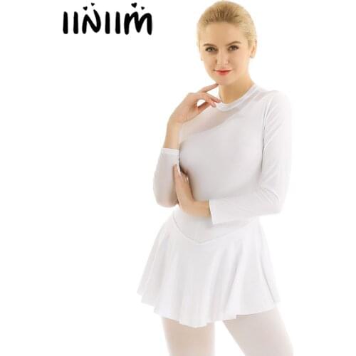 Iiniim Womens Ballet Lyrical Ballerina Adult Backless Figure Skating Dress Ballet Dancewear Gymnastics Leotard Costume for Femme