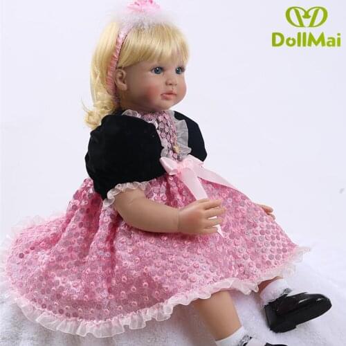 60cm Girls Princess Doll Realistic Soft Silicone Doll Reborn Baby Dolls Lifelike Vinyl Girl Toddler Dolls Toys for Children Gift