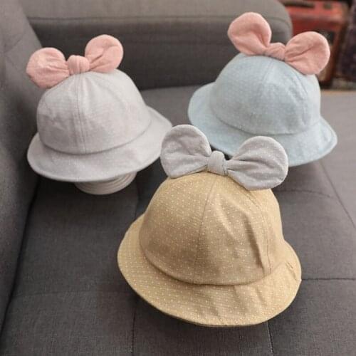 Summer Autumn Baby Hat Cute Dot Bows Children Bucket Hat Cotton Sun Caps For Baby Girl Fisherman Hats