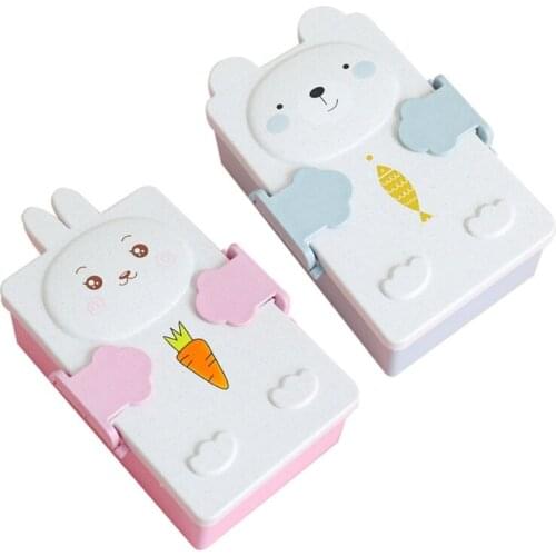 Cute Cartoon Wheat Straw Bento Box Heat Preservation Food Container Lunch Box Portable Insulation Dinnerware Storage