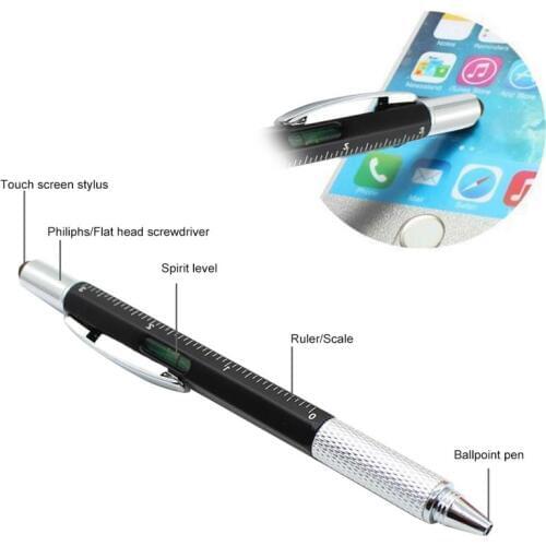 Multi function ballpoint pen. Screwdriver, tool, caliper, level, scale, ballpoint pen, capacitance, advertisement, touch control