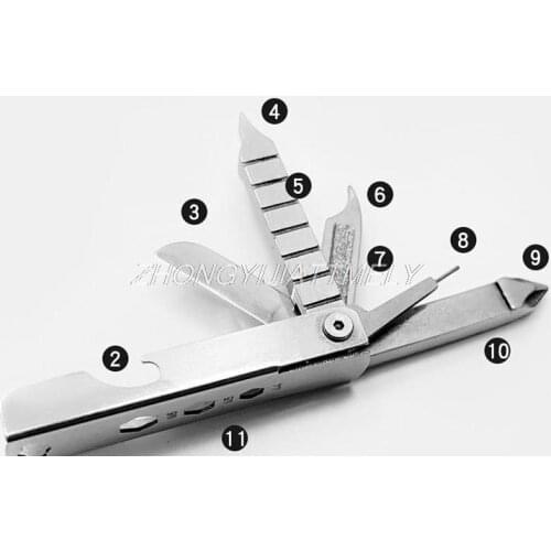 Multifunctional combination gadget,folding screwdriver,portable hanging buckle,portable self-defense knife,outdoor keychain tool