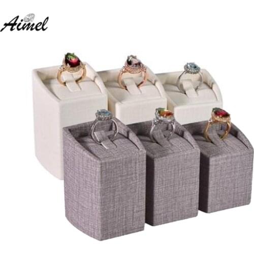 Fashion Ring Jewelry Display Tower Stand ABS Modle With Quality PU Diamond Ring Storage Organizer Holder Window Jewelry Display
