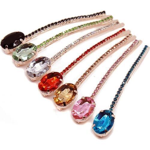 Fashion Girls Hair Accessories Women Hair Jewelry Stone Hair Clip Hairpins Red Pink Blue Crystal Hair Rhinestone Barrette