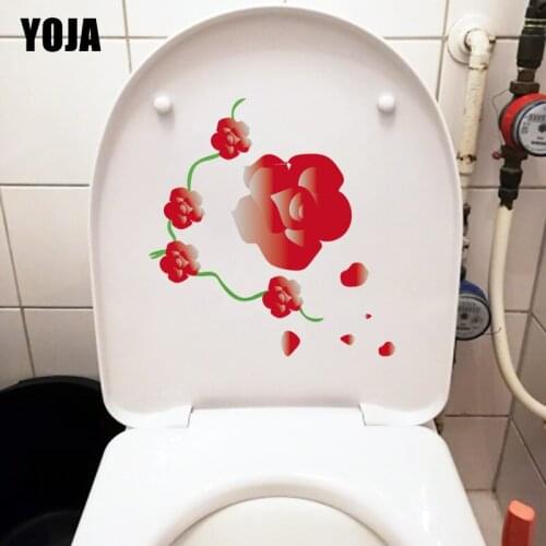 YOJA 19.3*20.1CM Creative Valentines Day Rose Cartoon WC Toilet Sticker Home Bedroom Wall Decor T1-0777