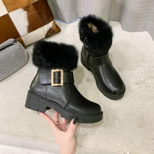 New Winter Women Boots Casual Warm Fur Mid-Calf Boots shoes Women Slip-On Round Toe wedges Snow Boots shoes Muje Plus size 35-39