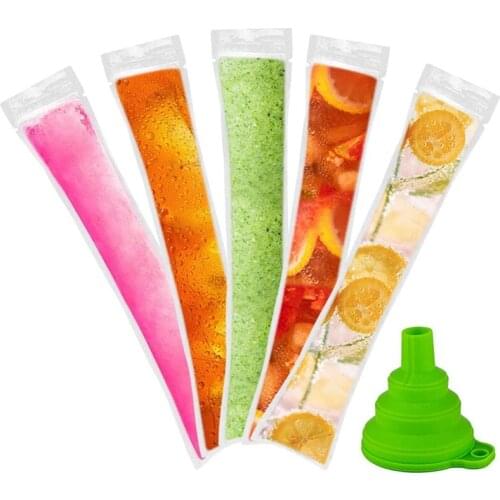 Disposable Popsicle Bags 120Pcs Freezer Tubes, Ice Bags With Funnel And Ice Sleeves For Juice, Ice Candy Pops, Fruit
