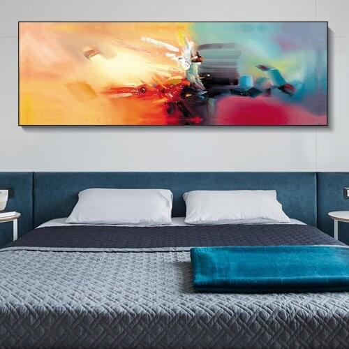 Yellow And Blue Abstract Wall Art Canvas Paintings On The Wall Posters And Prints Graffiti Art Canvas Pictures For Living Room
