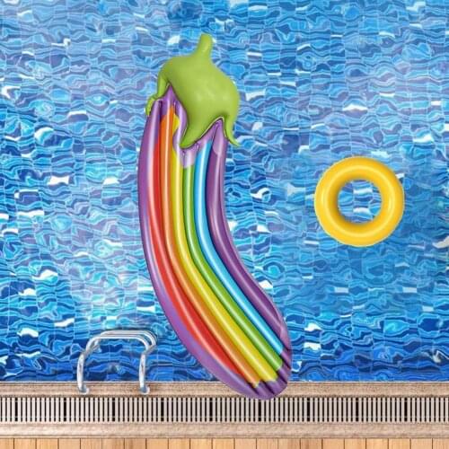 Floating Water Hammock Float Lounger Floating Eggplant Shape PVC Inflatable Chair Swimming Pool Foldable Inflatable Hammock Bed