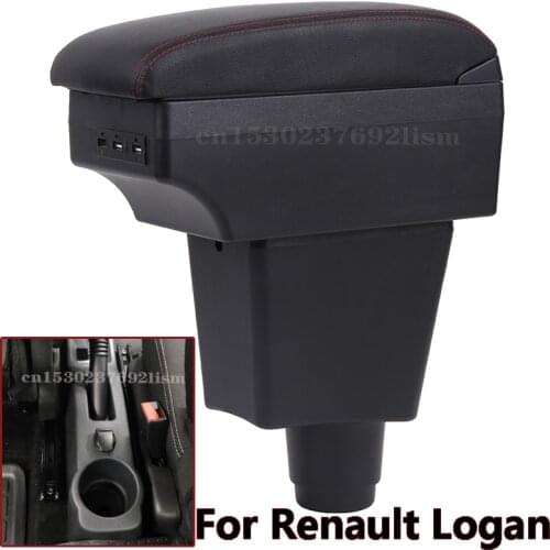 For Renault Logan Armrest box Interior special Retrofit parts Center Car Armrest box Center Storage box with USB LED light
