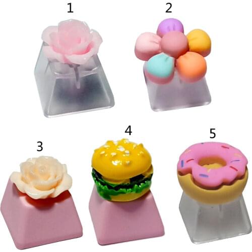 ABS Keycaps OEM Profile R4 Height Translucent Keycap for Mechanical Keyboard Creative Flower Hamburger Donuts