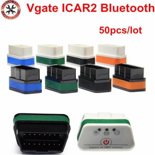 50pcs/lot Vgate iCar2 Bluetooth Code Reader 6 Colors Available For Android ELM327 Bluetooth Auto OBDII Vgate iCar 2 Bluetooth