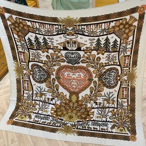 Garden Print Large Square Blanket Scarf Women Autumn Winter Elegant Wraps Shawl 135*135cm