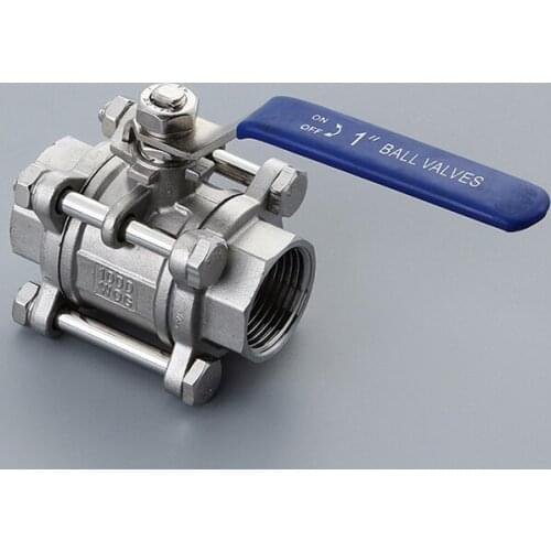 304 Stainless Steel Ball Valve 1" BSP Female Thread 3 Piece Ball Valve 6.4Mpa Max 232 Degree Available