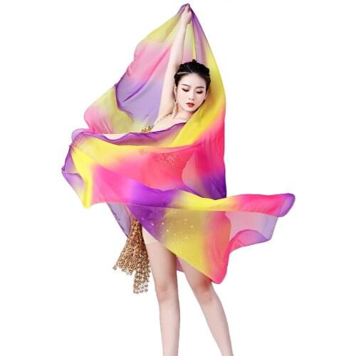 Chiffon Belly Dance Scarf Bellydance Veil Oriental Dance Costume Accessories Gradual Change Shawl