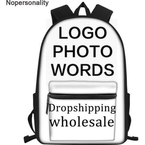 Nopersonality Custom Your Name Image DIY School Bag for Teenager Girls Boys Cartoon Kids Backpack Children Schoolbag Mochila