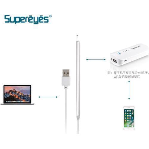 Supereyes Y004 5.4MM WIFI/USB 10X Zoom Visual Ear Pick Endoscope Otoscope