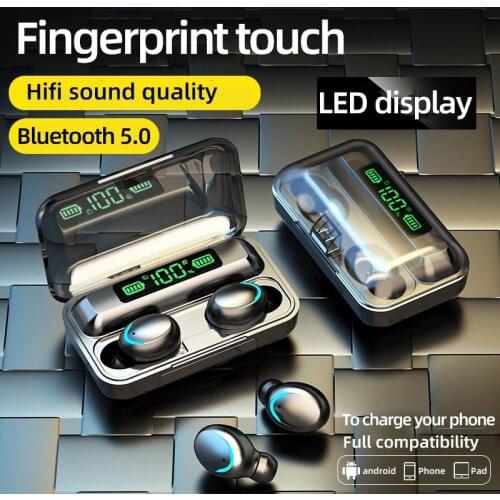 TWS Wireless Earphones Bluetooth Earphones 5.0 9D Bass Stereo waterproof Earbuds Handsfree Headset With Microphone Charging Case