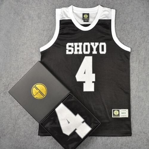 Slam Dunk SHOYO 4 Fujima Basketball School Team Uniform Jersey Men Sports Wear Clothing Vest Cosplay Costumes White Green Black