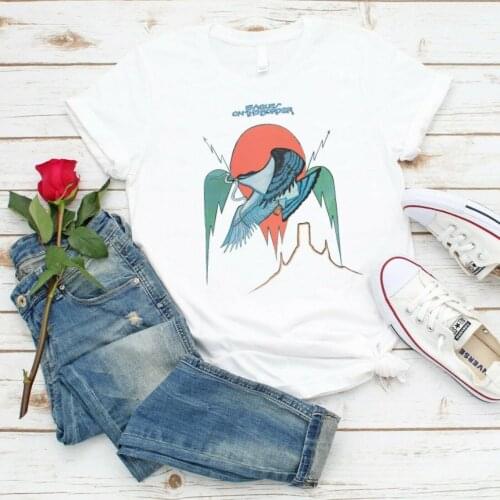 Vintage 1974 Eagles on The Border Concert Rock Band Tour Women T-shirt Unisex Muisc Casual Shirt Female Gothic Punk Clothes