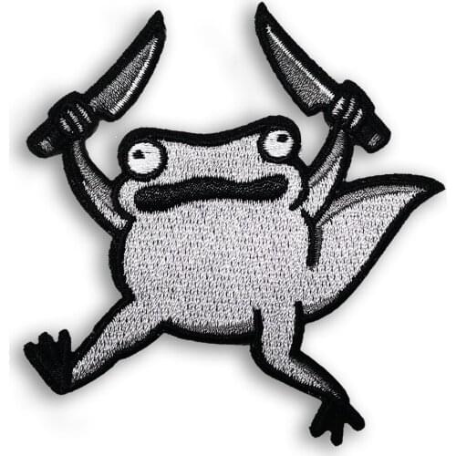 I Will Kill You Funny Fog with Knife Embroidered Patches Cartoon Cheap Iron on Patches for Clothing Appliques for Kids Adults