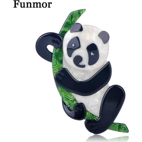 Funmor Handmade Acrylic Animal Style Brooches For Women Kids Gift Coat Dress Adornment Panda Penguin Dog Hedgehog Brooch Badge