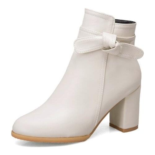 Big Size 9 10 11-20 boots women shoes ankle boots for women ladies boots shoes woman winter Solid color round head thick heel