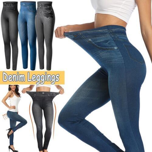 Women High Waist Spring Autumn Fashion Jeans Denim Design Leggings Pants Ladies Imitation Jeans Womens Plus Size Leggings