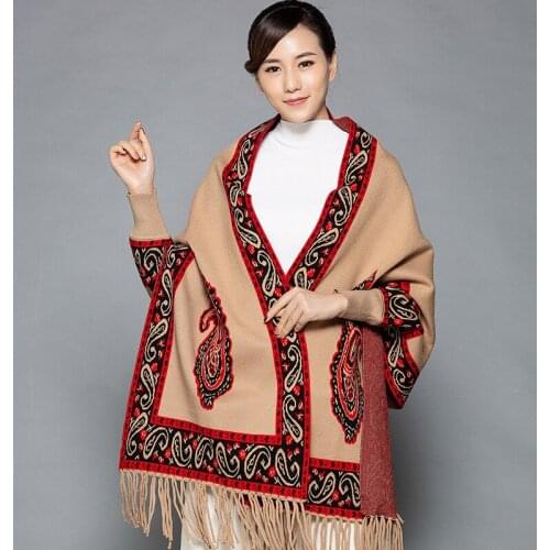 Cashmere Pashmina Scarves Female Bufanda Mujer Floral Print Women Shawl Scarf Autumn Winter With Sleeve Tassel Ponchos And Capes