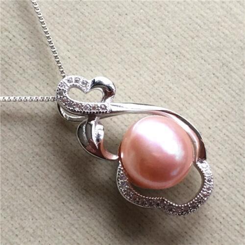 2019 new natural pearl inlay zircon white black pink Tibetan silver women gift pendant with chain spp2008008