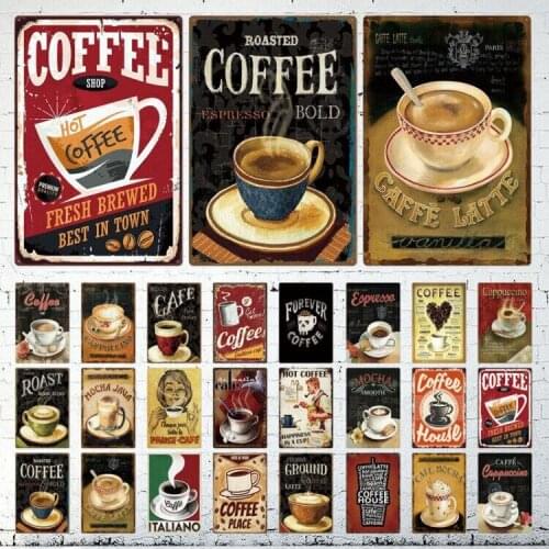 Coffee Tin Sign Vintage Metal Sign Plaque Metal Vintage Wall Decor For Kitchen Coffee Bar Cafe Retro Metal Posters Iron Painting