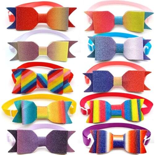 1 Pcs Cat Dog Bow Tie Necktie Colorful Shinning Bowknot Dog Bow Tie Adjustable Strap Pet Grooming Accessories Dog Supplies