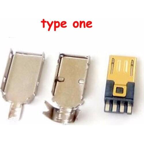 100set Gold Plating Micro USB male plug with metal shell Welded wire type
