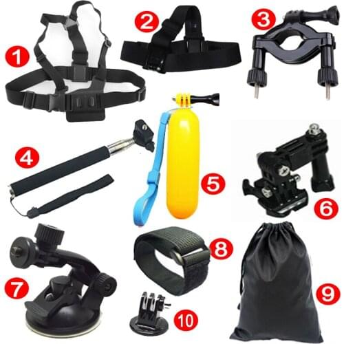 GloryStar Go Pro Accessories 10-in-1 Combination Pack Accessories Compatible for All Sports Camera Series SJCAM Go Pro Series