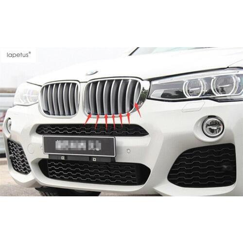 Lapetus Accessories For BMW X3 F25 / X4 F26 2012 - 2017 Matte Style Front Head Grille Grill Lid Molding Cover Kit Trim A Set