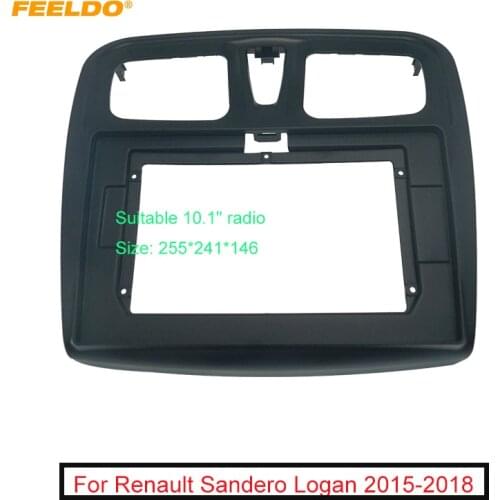 Car 2Din Audio Face Plate Fascia Frame For Renault Sandero Logan 15-18 10.1" Big Screen CD/DVD Player Panel Dash Mount Kit