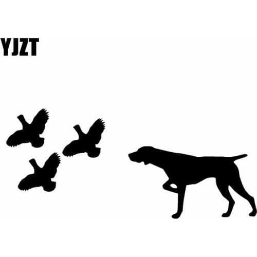 YJZT 18.7X8.2CM Car Sticker German Shorthair Pointer Three Quail Shorthaired Dog Vinyl Decal Black/Silver C24-1138