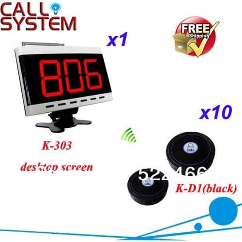 Shipping Free; 1 set of 1pcs desktop screen display and 10pcs call bell; wireless for Service Calling System